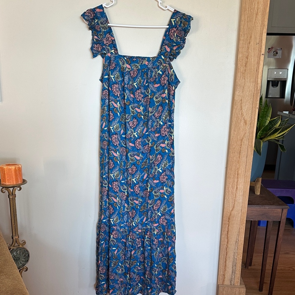 Knox Rose Blue Floral Maxi Dress Flutter Sleeve